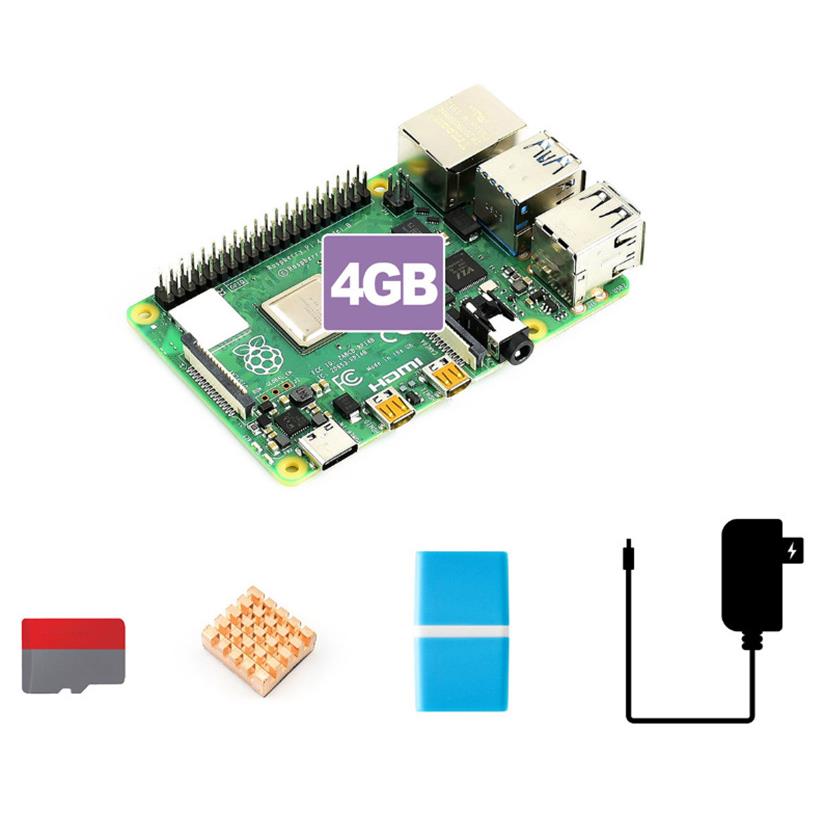 树莓派4代PI4B-2/4Bi入门套餐P4B-2/4/8GB16G含SD卡散热片读卡器