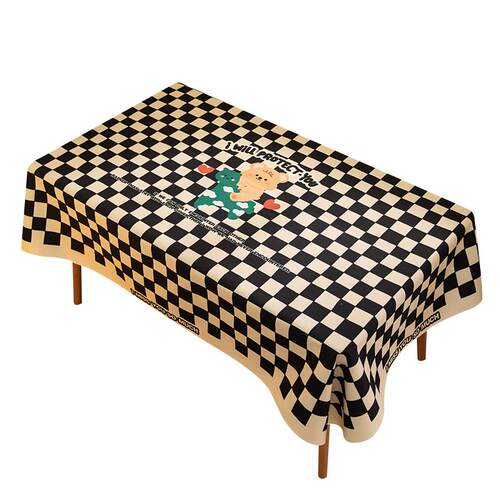 桌7yx摆摊棋盘格子批发台布茶几垫桌学习桌布餐格棉麻盖布防水布