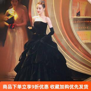 迪丽热巴同款明星晚礼服赫本风黑色高端显瘦气质宴会成人礼礼服女