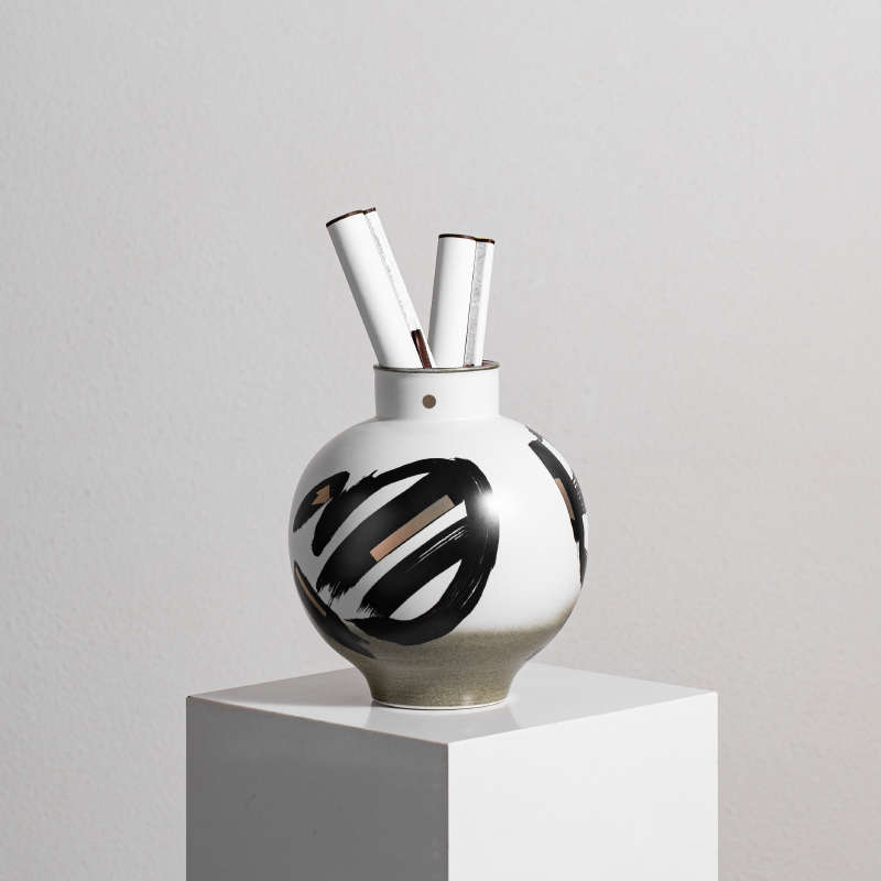 Rzone 创意新中式手工陶瓷花瓶中古书房茶室收纳软装饰品高档摆件