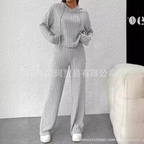Knitted pit stripe brushed hooded sweatshirt, long sleeved
