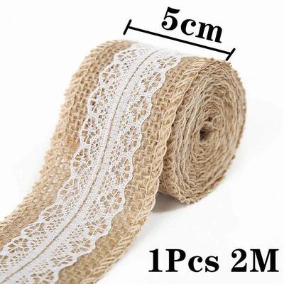 2M/Roll Natural Vintage Jute Burlap Lace Ribbon Crafts DIY S