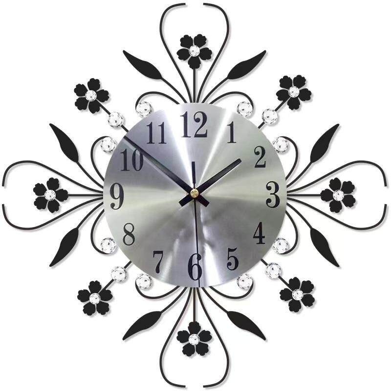 亚马逊爆款创意铁艺个性钟表挂钟客厅时尚简约装饰时钟家用电子钟