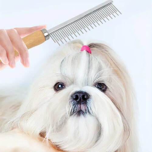 Cat Comb Stainless Steel Cat Brush Dog Hair Brush Wood Handl