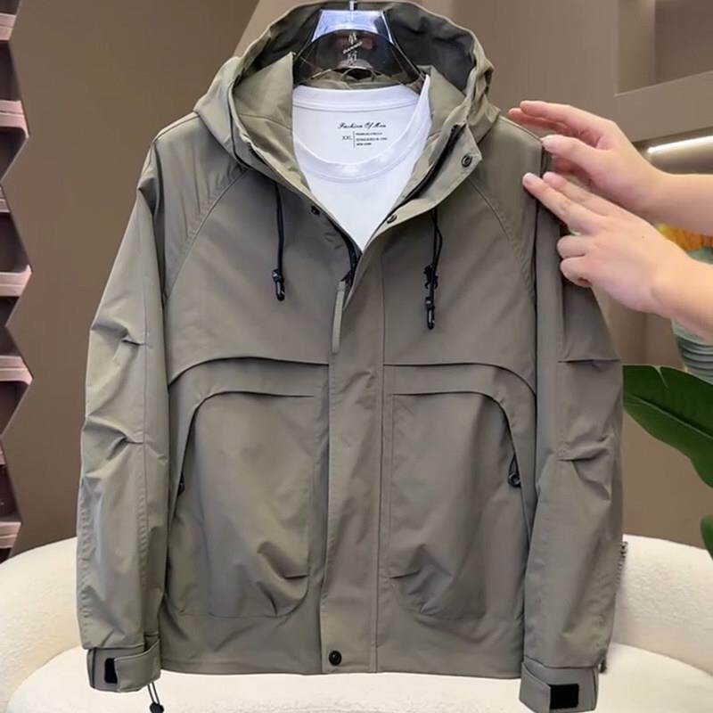 男士冲锋外套2026新款加棉短款工装夹克春秋款休闲连帽宽松高级感