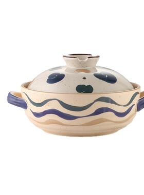 式土陶瓷锅日煲复古风手绘耐浅高温家用茄煲明火X121-124煎锅