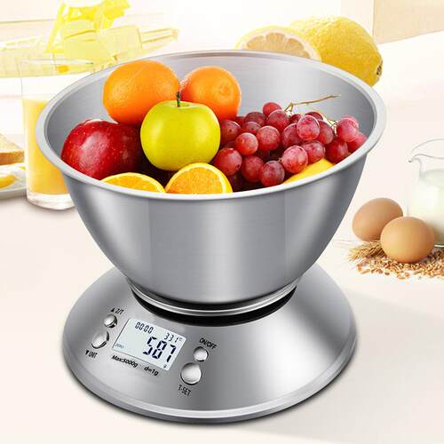 厂家不锈钢带碗厨房秤5kg/1g电子秤0.1g烘焙食物秤小台秤克秤