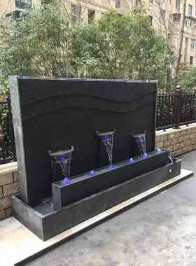 天然石材流水墙喷泉庭院瀑布水景公司屏风别墅水幕墙景观石头摆件