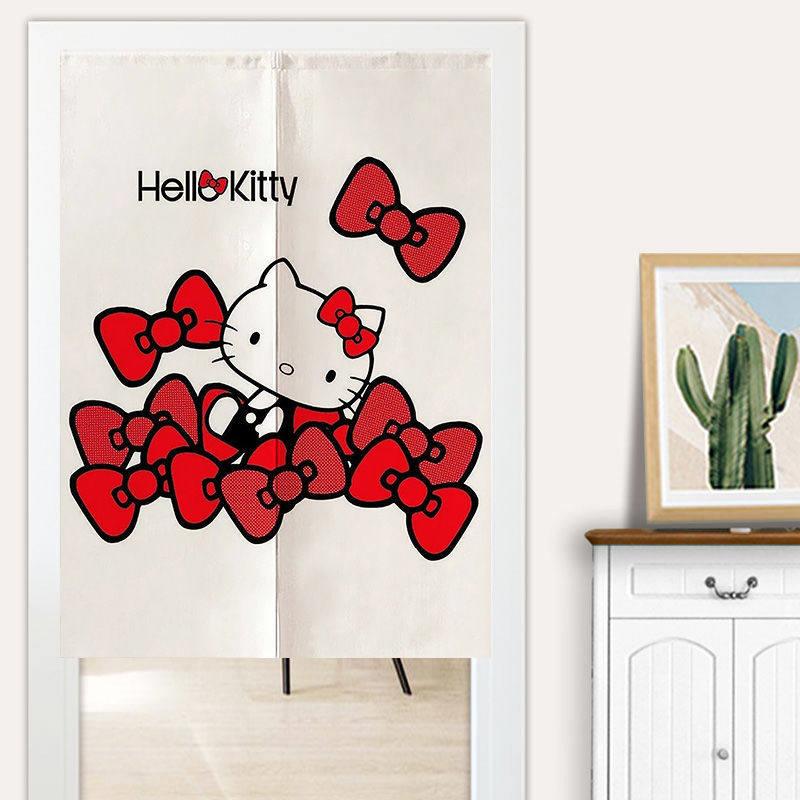 hellokitty门帘Hello可爱少女儿童房卧室化妆室布艺隔断窗免打孔