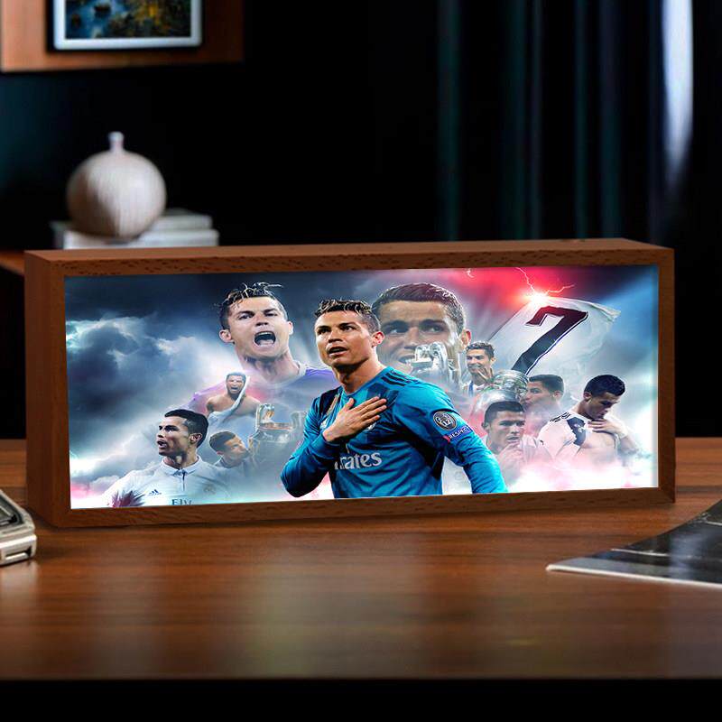 C罗周边灯光画蓝牙音箱音响足球明星球星男神摆件装饰灯箱小夜灯