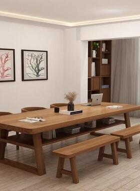 A1992实木脑桌简约现代客厅大书桌桌工电作台生阅读学习家用学双