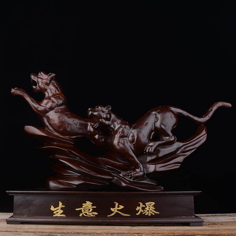黑檀木雕摆件《生意大爆》木制雕刻动物客厅家居装饰工艺品