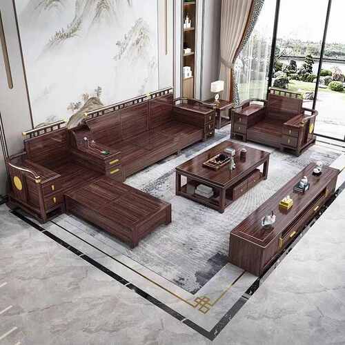 新中式乌金木全实木沙发组合高端别墅大户型现代简约全套客厅家具