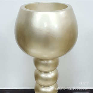 圆形大口径糖葫芦型腰身花盆酒店商场客厅工艺摆件落地玻璃钢花瓶