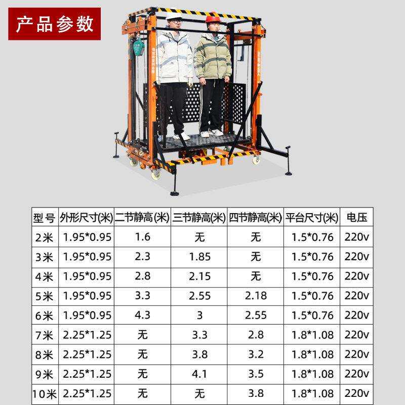 2-2米携式一级键折叠电升高2米2动脚手架升降机升款移动1脚手架升