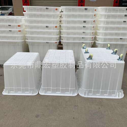 新款直销400L加厚塑料水箱可带轮带盖储运收纳箱服装车间周转箱水