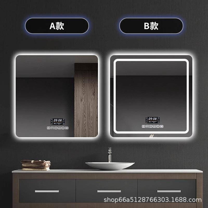 新款正方形智能防雾浴室镜LED发光镜卫生间壁挂化妆镜工厂直销