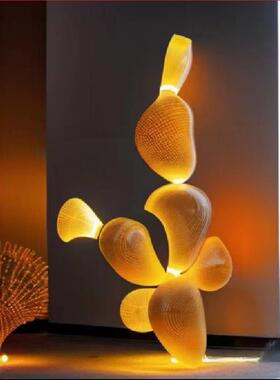 亚克力客厅餐厅酒店前台发光艺术装置仙人掌灯艺术雕塑摆件