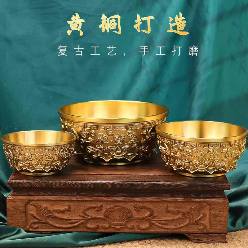 新款直销货源黄铜聚宝盆镇宅摆件仿古聚宝盆聚财
