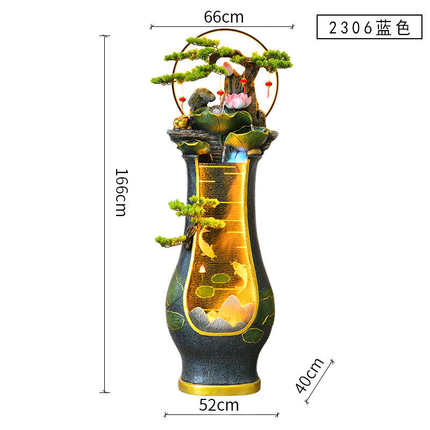 水景生财循环水荷花流水高山喷泉客厅招财摆件加湿器水轮风中式观