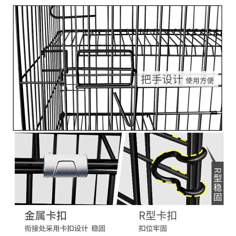 猫笼折叠铁丝猫笼子加粗加密猫别墅双层三层猫舍猫窝宠物笼具