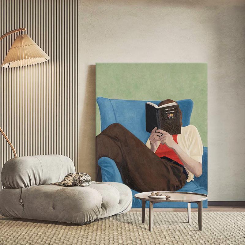 抽象文艺人物客厅装饰画小众艺术手绘油画玄关走廊过道挂画无边框