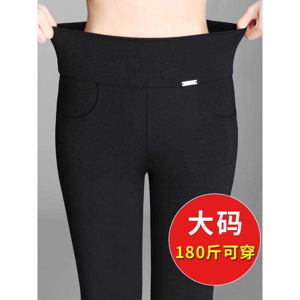 妈妈裤子女秋冬加绒八分小个子打底裤女外穿高腰显瘦九分弹力大码