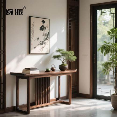 北美黑胡桃木实木条案中式家具玄关条桌宋氏美学条几新中式桌