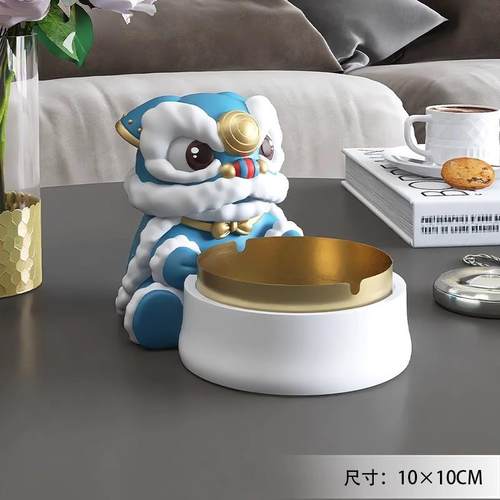 高档国潮肌办肉财神烟灰缸件客厅家用玄关装饰品公摆室设送摆男友