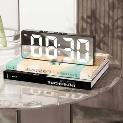 LED Electronic Mirror Alarm Clock Digital Clock Sound Contro