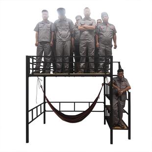 铁艺双人上层下空铁架小楼阁式架空室内省空间高架双层上床下桌床