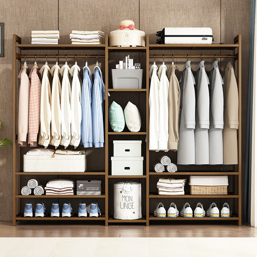 简易家用架卧室架子衣柜现代衣帽架挂衣简约置实木物衣服立式落地