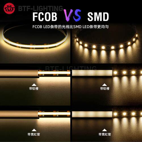 12V双色温COBLED灯带冷暖白防水CCT调光柔性FCOB室内24V氛围灯条