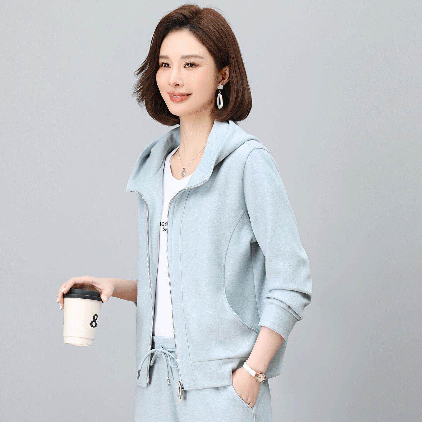 开衫卫衣外套女春秋2026年新款中年妈妈时尚宽松休闲百搭薄款上衣