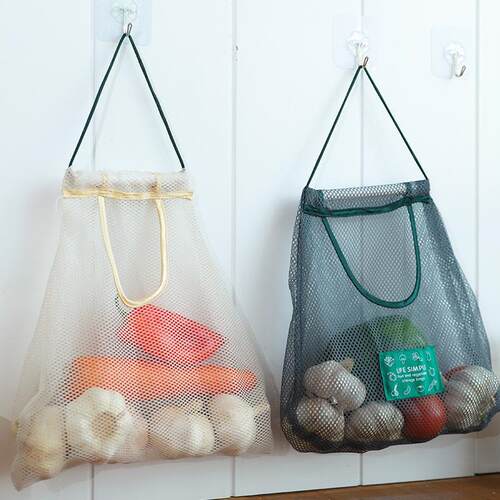 Hanging Garlic Storage Net Bag, Kitchen Fruit and Vegetable