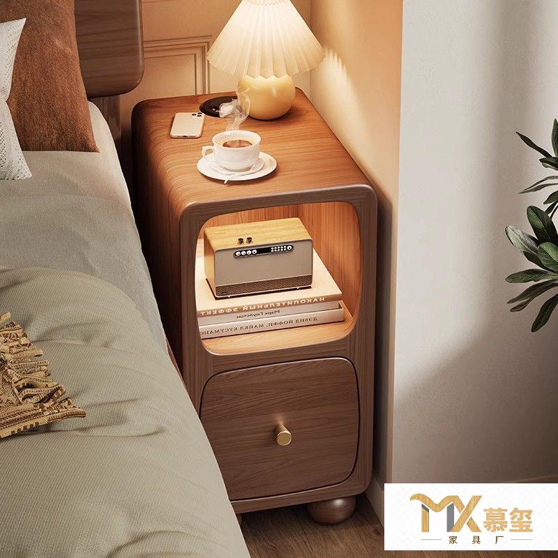 实木床头柜整装迷你小型带灯床边柜超窄25厘米30cm边柜夹缝置物架