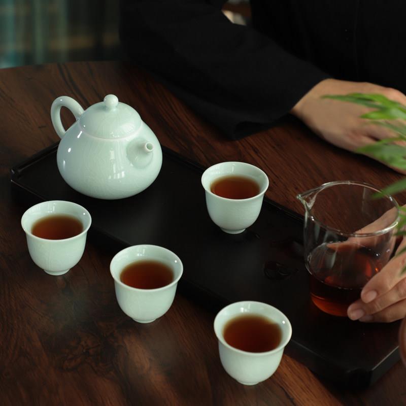 廷怀汝窑高端家用茶壶茶具套装功夫茶轻奢高档汝瓷简约开片可养