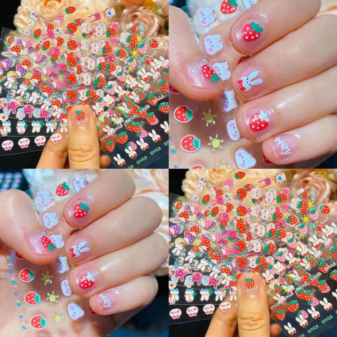卡通指甲贴公主宝宝防水美甲贴花玩具小兔子背胶美甲贴纸