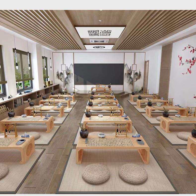 新中式书法桌子 幼儿园国学桌椅实木国学书法小学幼儿园围棋桌子