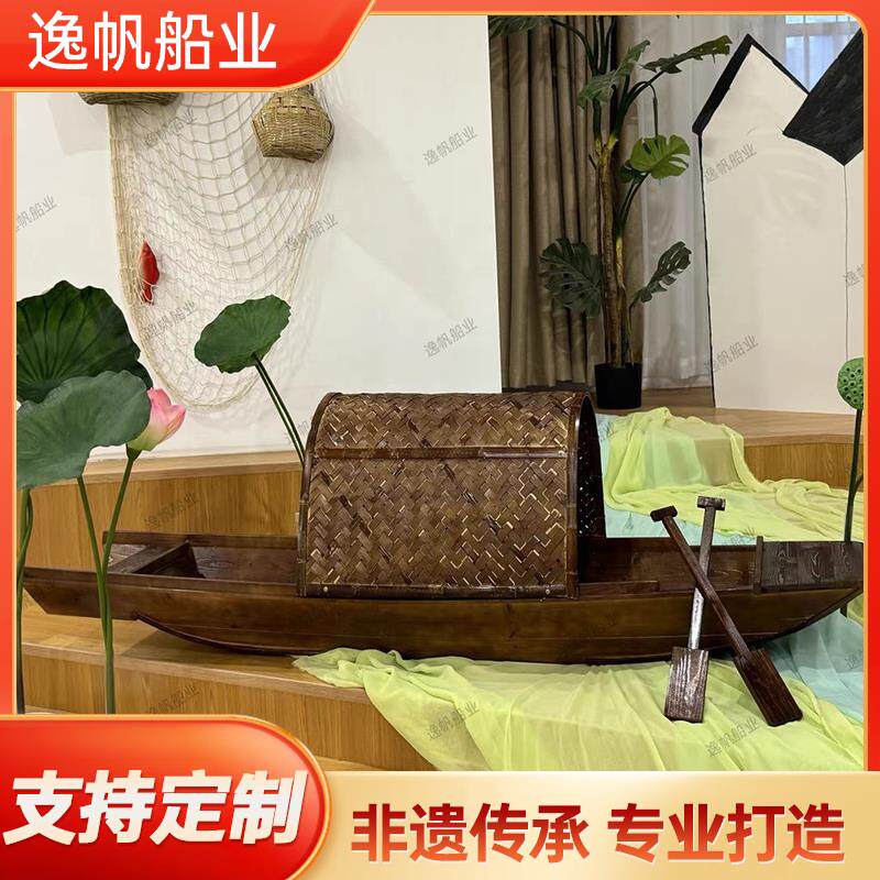 木船渔船实木彷古乌篷船景区景观装饰道具餐饮电动手画观光旅游船