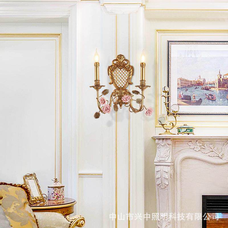 欧式全铜客厅壁灯古典别墅酒店大厅装饰灯具法式宫廷卧室床头灯
