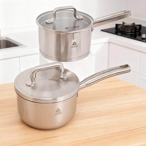 三A厨具304不锈钢奶锅套装家用小锅辅食锅煮面煮粥电磁炉适用16cm