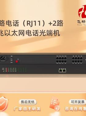 16路电话+2路百兆以太网电话光端机FC/STRJ45座防雷单纤/双纤