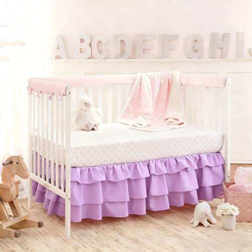 公主风婴儿床上用品三层荷叶边床裙女宝宝床罩Crib Skirt装饰家居