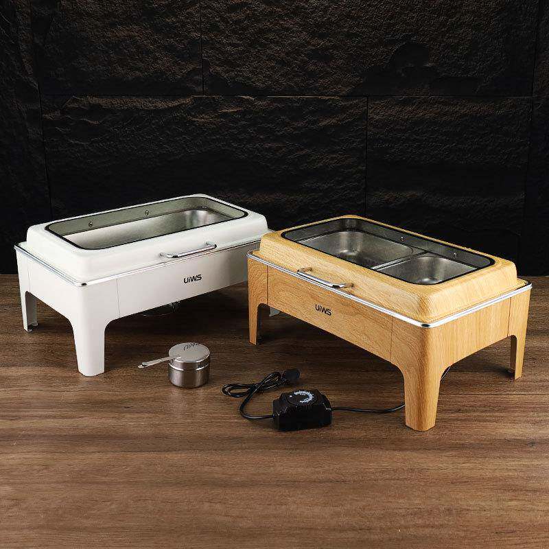 豪华款不锈钢长方形自助餐炉9.0L多格酒店餐厅食物加热容器布菲炉