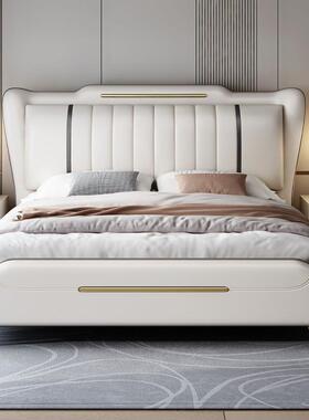 轻奢款意式皮质1APB.床8现代端简新约主卧室双人高1.5大气婚家用