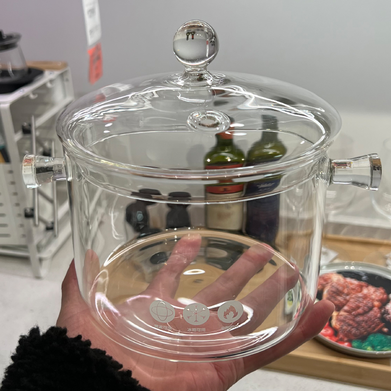 电陶炉专用锅高硼硅玻璃锅双耳耐热高温燃气可明火直烧透明锅汤锅