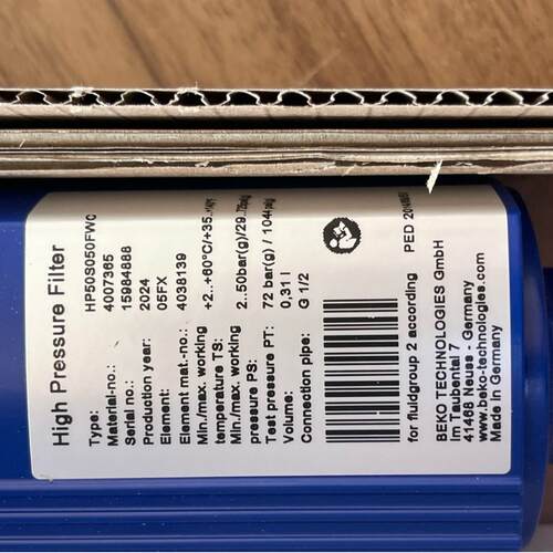 进口货源德国beko精细过滤器 4007365 HP50S050FWC CLEARPOINT