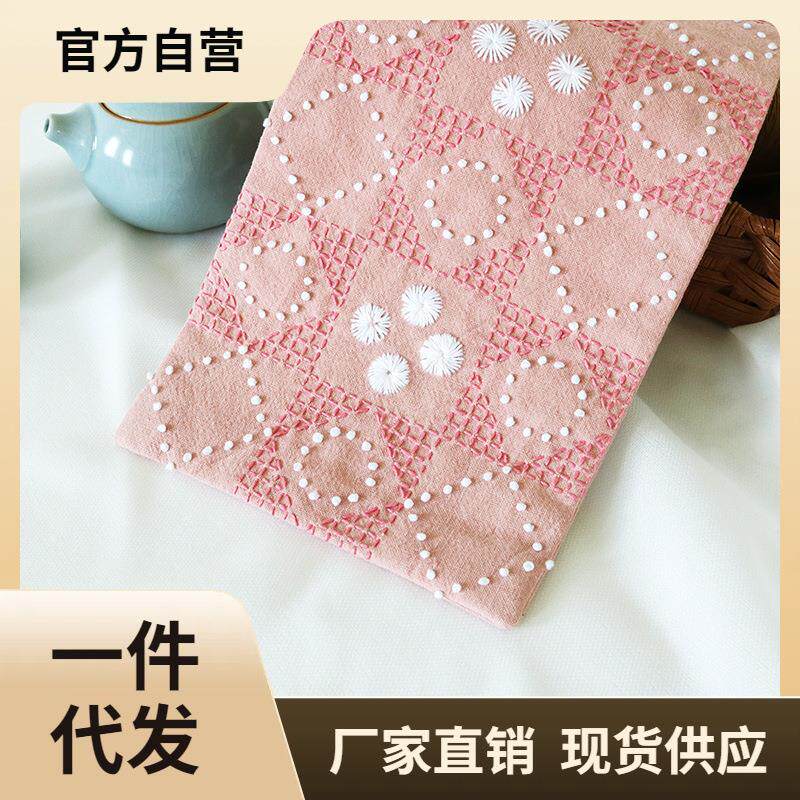 £刺子绣茶席材料包热消线迹小花朵手工布艺DIY隔热垫