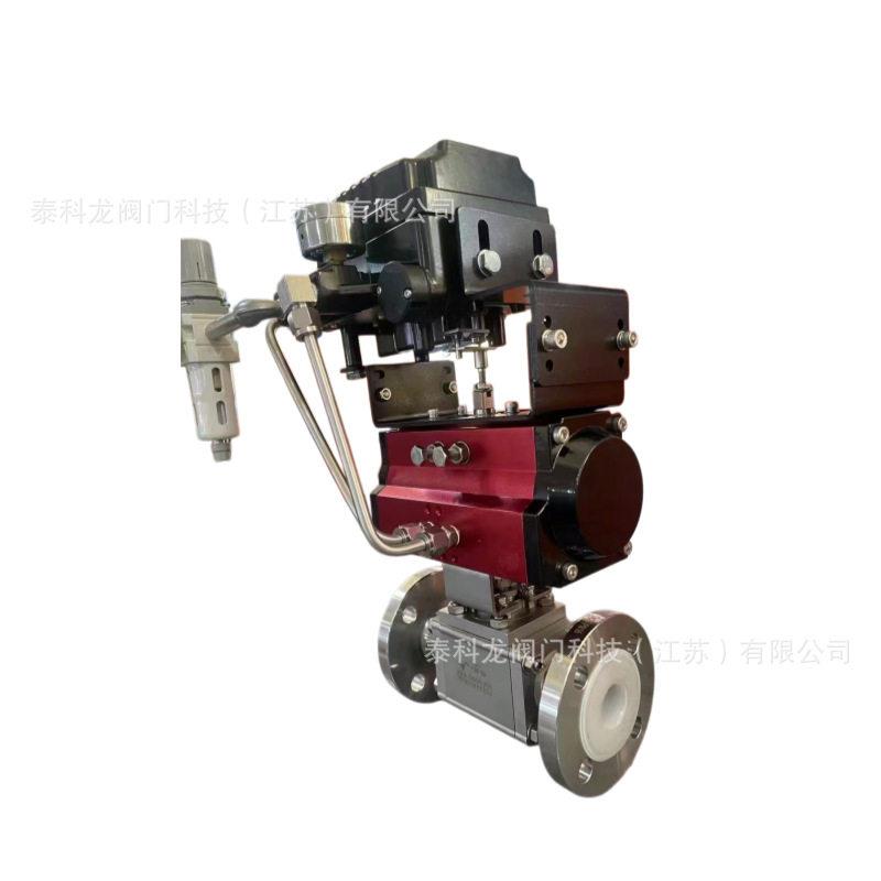 气动调节衬氟三片式球阀智能定位器防腐流量自控阀门
